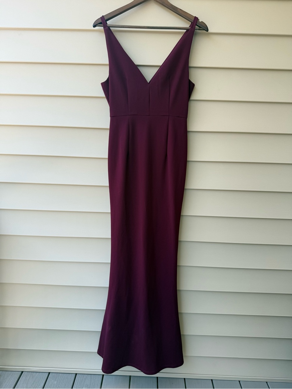 Lulus M Burgundy V Neck Maxi Dress Formal Wedding Guest Bridesmaid Gown